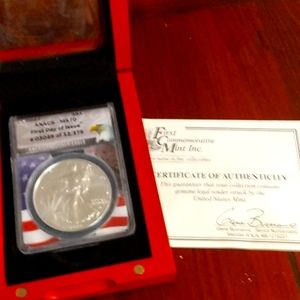 2022' ANACS Graded MS70 Type 2 American Silver Eagle Coin In Wood Case.
